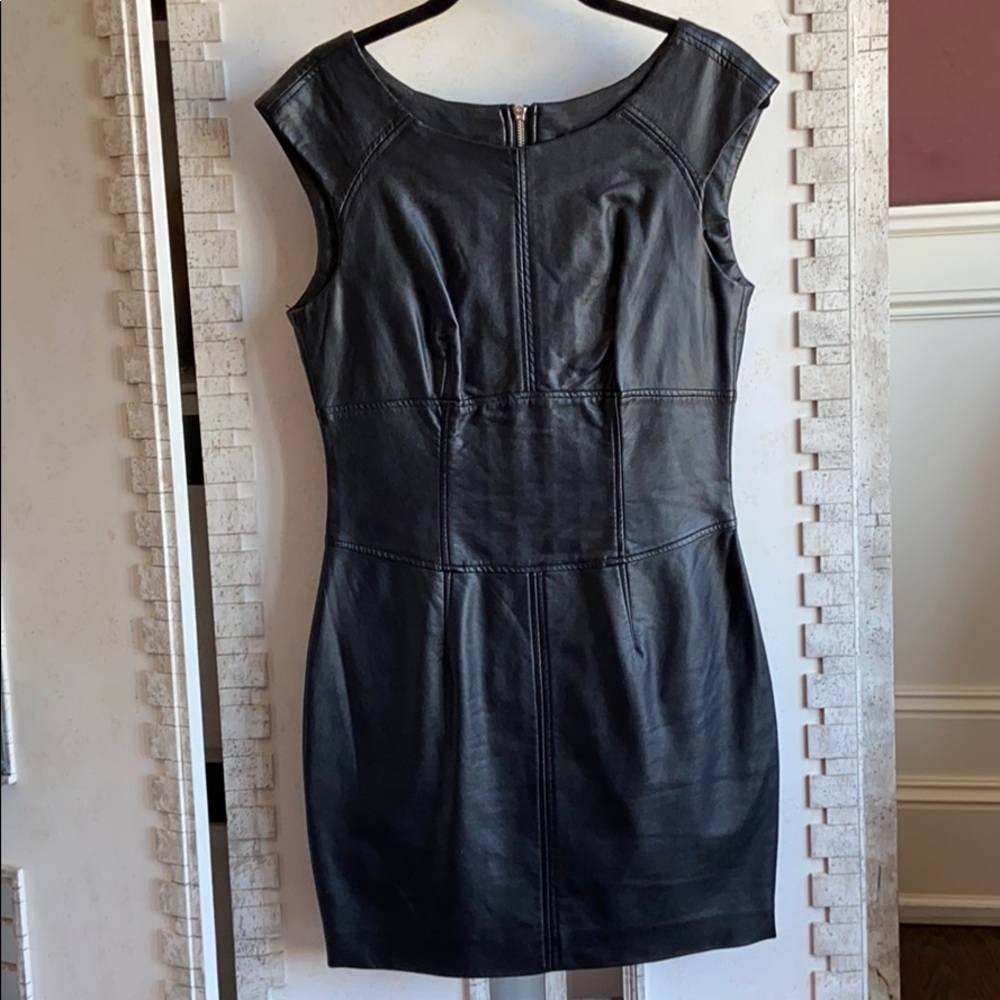 Faux leather, full zipper dress